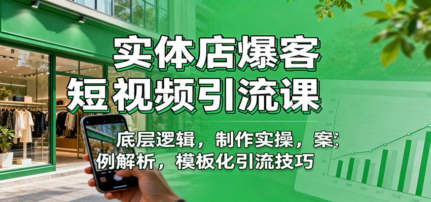 实体店爆客短视频引流课：底层逻辑，制作实操，案例解析，模板化引流技巧-聚业