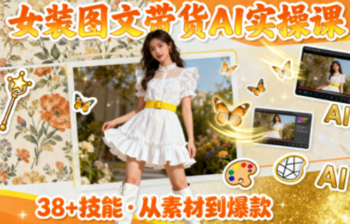 女装图文带货的AI实操课，覆盖38个实用技能，快速提升素材制作效率-聚业