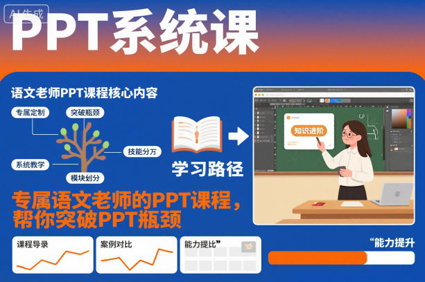 PPT系统课，专属语文老师的PPT课程，帮你突破PPT瓶颈-聚业
