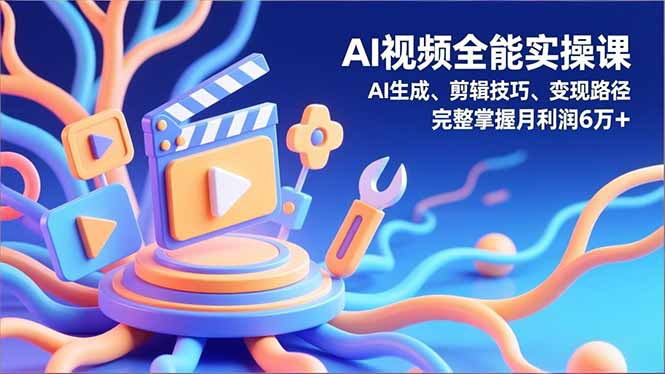 AI视频全能实操课,AI生成、剪辑技巧、变现路径,完整掌握月利润6万+-聚业