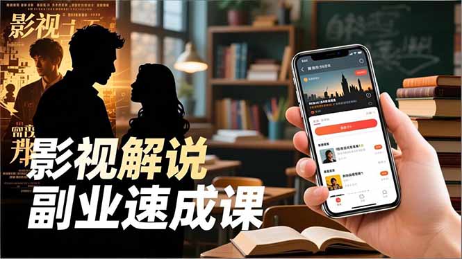 Tk影视解说副业速成课，软件安装、全流程实操、爆款预设，新手两周变现-聚业