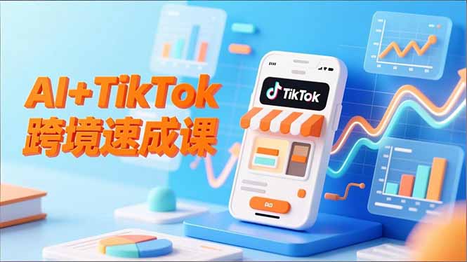 AI+TikTok跨境速成课,智能翻译、店铺定位、流程拆解,7天高效上线运营-聚业
