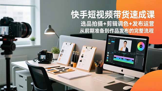 快手短视频带货速成课,选品拍摄+剪辑调色+发布运营,从前期准备到作品发布的完整流程-聚业