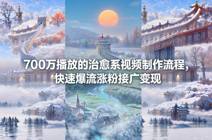 700万播放的治愈系视频制作流程,快速爆流涨粉接广变现-聚业