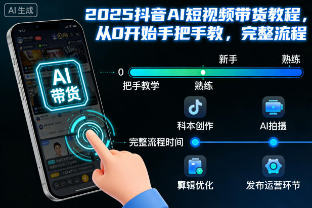 2025抖音AI短视频带货教程,从0开始手把手教,完整流程-聚业