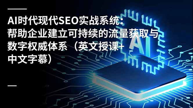 AI时代现代SEO实战系统:帮助企业建立可持续的流量获取与数字权威体系(英文授课+中文字幕-聚业