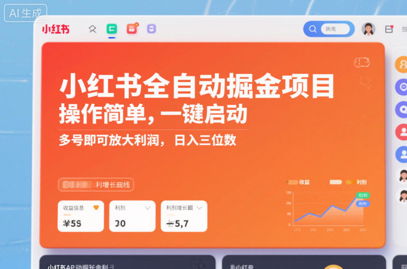 小红书全自动掘金项目，操作简单，一键启动，多号即可放大利润，日入三位数【揭秘】-聚业