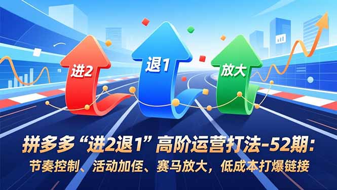 拼多多“进2退1”高阶运营打法-52期：节奏控制、活动加权、赛马放大，低成本打爆链接-聚业