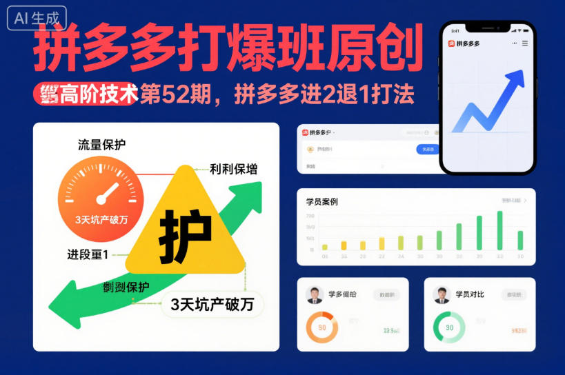 拼多多打爆班原创高阶技术第52期,拼多多进2退1打法-聚业
