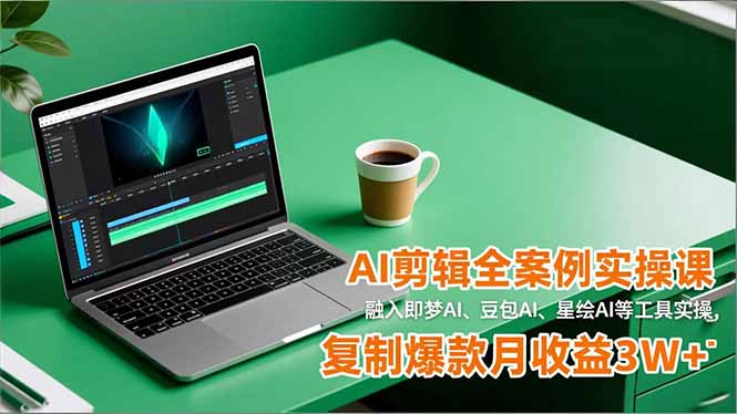 AI剪辑全案例实操课,融入即梦AI、豆包AI、星绘AI等工具实操,复制爆款月收益3W+-聚业