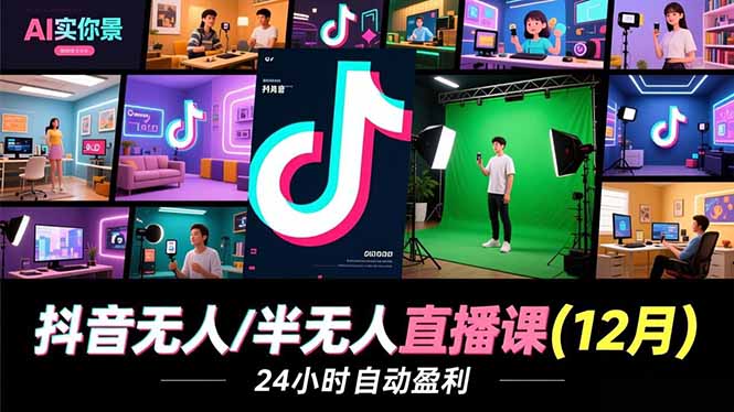 抖音无人/半无人直播课(12月-聚业