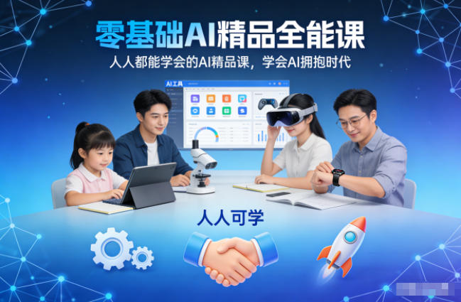 零基础AI精品全能课，人人都能学会的AI精品课，学会AI拥抱时代-聚业