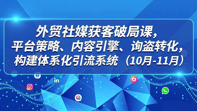 外贸 社媒获客破局课，平台策略、内容引擎、询盘转化，构建体系化引流系统(10月-11月-聚业