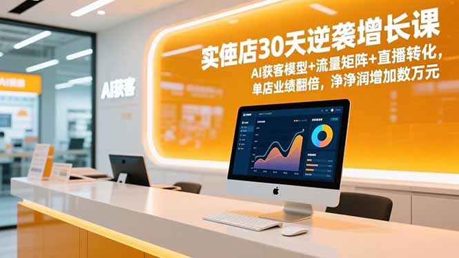 实体店30天逆袭增长课，AI获客模型+流量矩阵+直播转化，单店业绩翻倍，净利润增加数万元-聚业