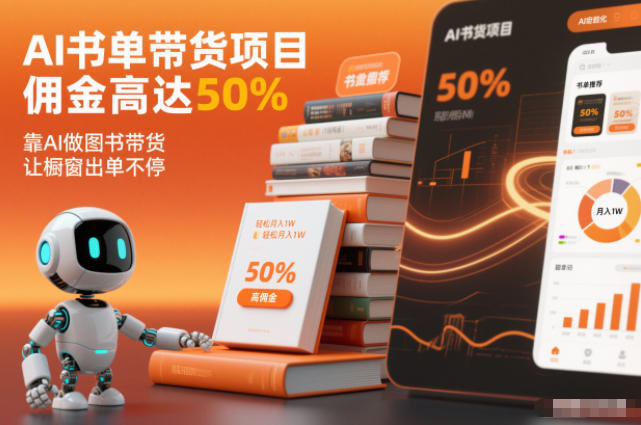 AI书单带货项目，佣金高达50%，靠AI做图书带货，让橱窗出单不停，轻松月入1W-聚业