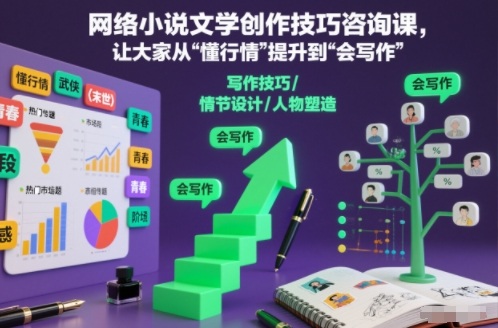 网络小说文学创作技巧咨询课,让大家从“懂行情”提升到”会写作”的高度-聚业