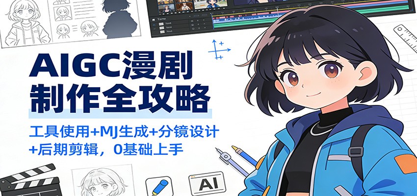 AIGC漫剧制作全攻略：工具使用+MJ生成+分镜设计+后期剪辑，0基础上手-聚业