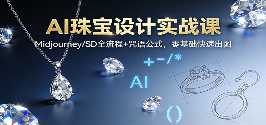 AI珠宝设计实战课：Midjourney/SD全流程+咒语公式，零基础快速出图-聚业