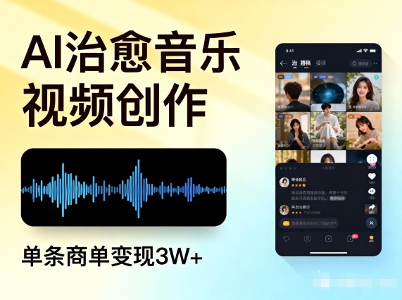 AI做治愈音乐视频,多平台投稿,单条商单变现3W+-聚业