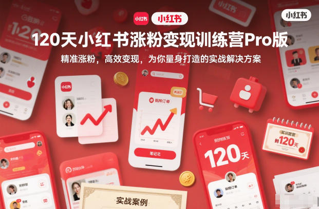 120天小红书涨粉变现训练营Pro版,精准涨粉,高效变现,为你量身打造的实战解决方案-聚业