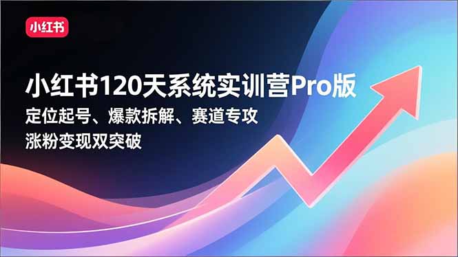 小红书120天系统实训营Pro版,定位起号、爆款拆解、赛道专攻,实现涨粉变现双突破-聚业
