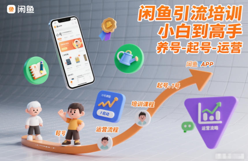 闲鱼引流培训,小白到高手,养号-起号-运营-聚业