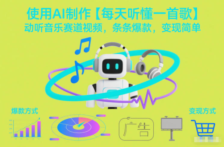 使用AI制作【每天听懂一首歌】动听音乐赛道视频,条条爆款,变现简单-聚业