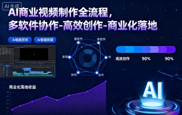 AI商业视频制作全流程2期，多软件协作-高效创作-商业化落地(更新)-聚业