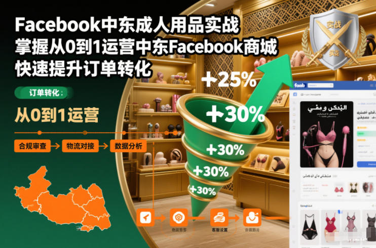 Facebook中东成人用品实战,掌握从0到1运营中东Facebook商城,快速提升订单转化-聚业