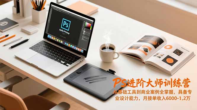 PS进阶大师训练营,从基础工具到商业案例全掌握,具备专业设计能力,月接单收入6000-1.2万-聚业