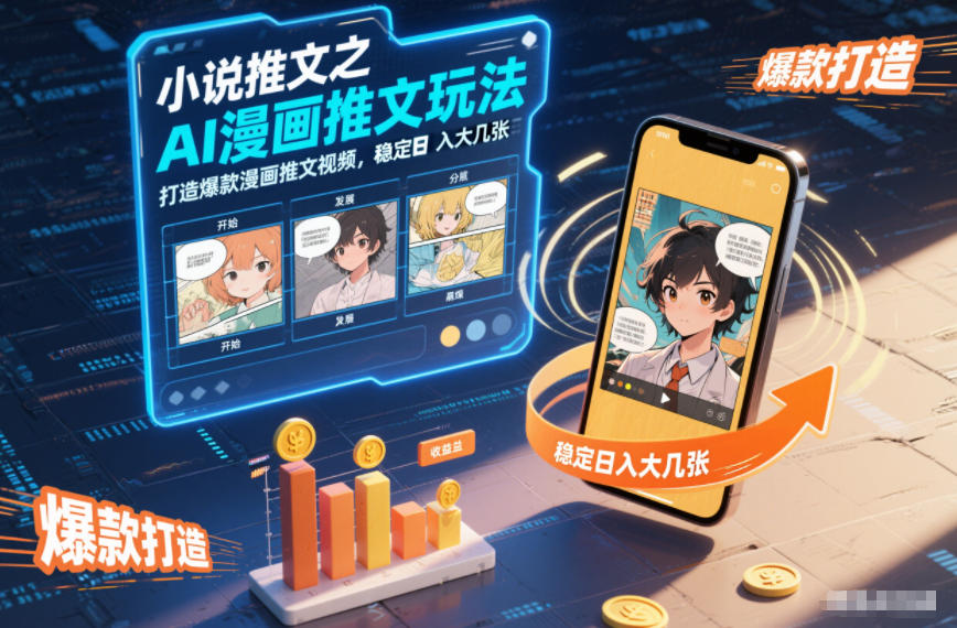 小说推文之AI漫画推文玩法，打造爆款漫画推文视频，稳定日入大几张-聚业