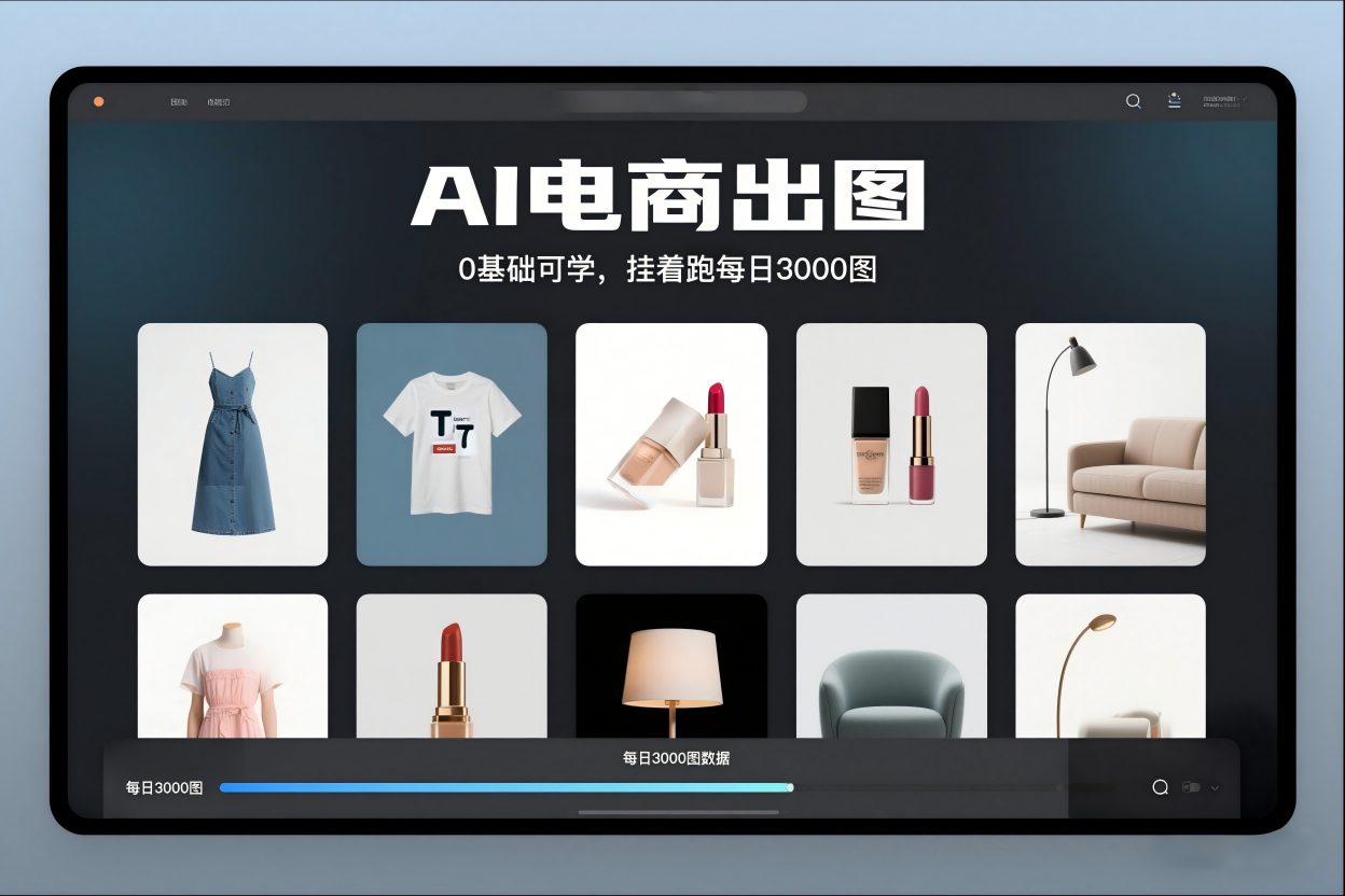 AI电商出图，0基础可学，挂着跑每日3000图-聚业