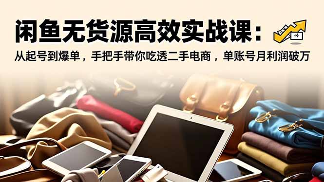 闲鱼无货源高效实战课：从起号到爆单，手把手带你吃透二手电商，单账号月利润破万-聚业