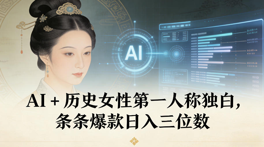 AI+历史女性第一人称独白，条条爆款日入三位数-聚业
