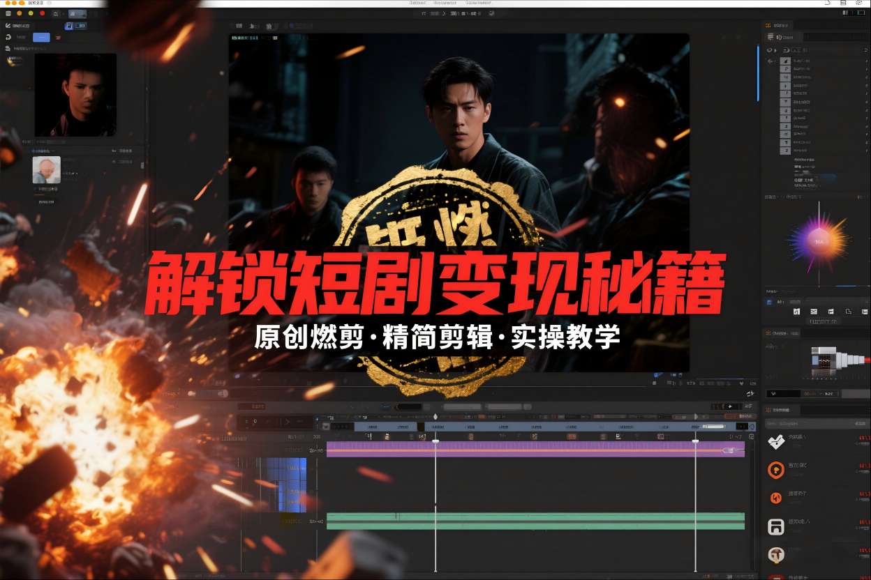 短剧拉新之原创燃剪精简剪辑实操课,解锁短剧变现秘籍-聚业