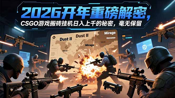 2026开年重磅解密，CSGO游戏搬砖挂机日入上千的秘密，毫无保留-聚业