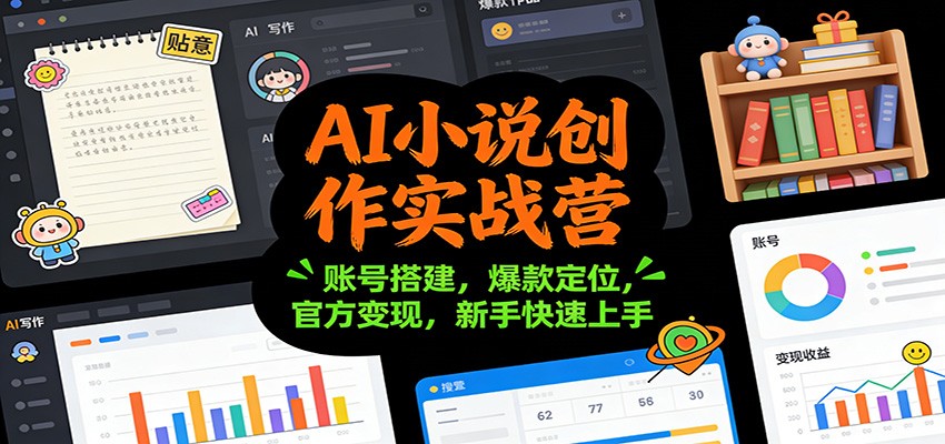 AI小说创作实战营：账号搭建，爆款定位，官方变现，新手快速上手-聚业