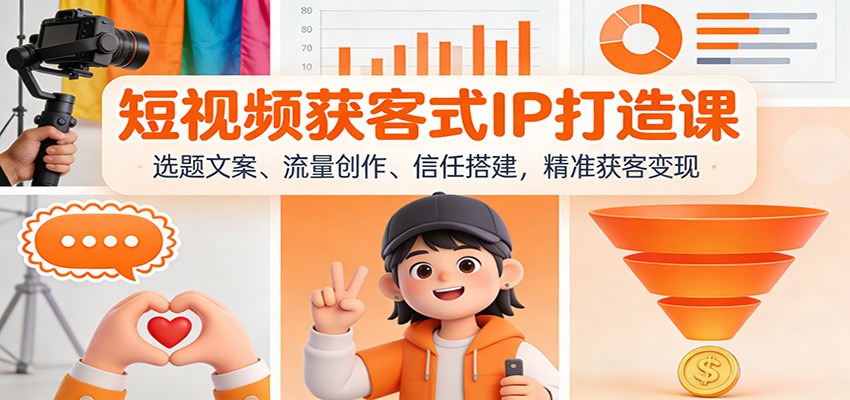 短视频获客式IP打造课：选题文案、流量创作、信任搭建，精准获客变现-聚业