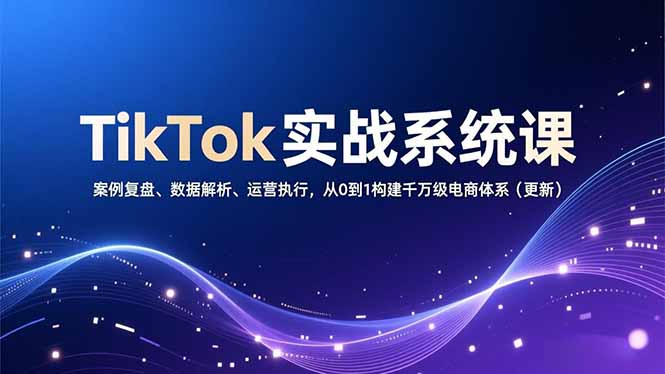 TikTok实战系统课，案例复盘、数据解析、运营执行，从0到1构建千万级电商体系(更新-聚业