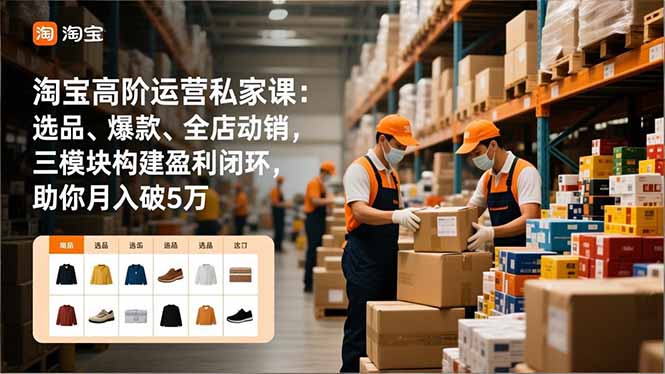 淘宝高阶运营私家课：选品、爆款、全店动销，三模块构建盈利闭环，助你月入破5万(更新12月-聚业