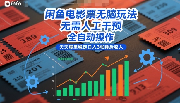 闲鱼电影票无脑玩法，无需人工干预，全自动操作，天天爆单稳定日入3张睡后收入【揭秘】-聚业