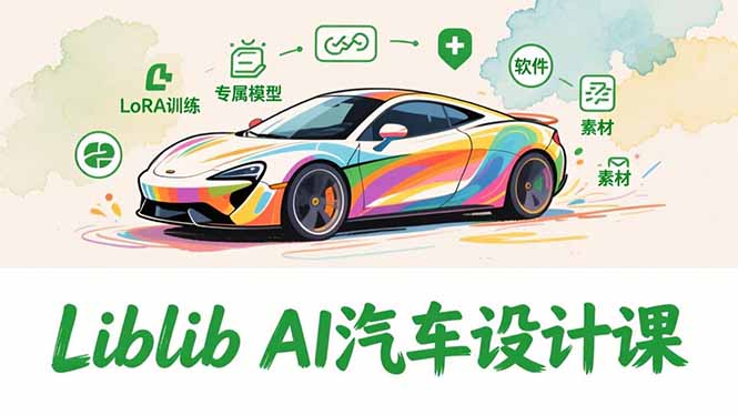 2025Liblib AI汽车设计课,文生图入门、LoRA训练、专属模型,快速上手【实战+解说+软件+素材】-聚业