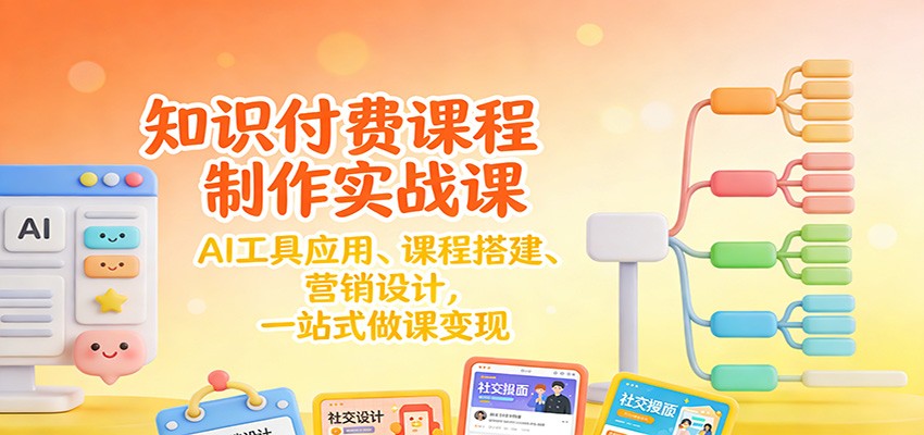 知识付费课程制作实战课:AI工具应用 、课程搭建、营销设计,一站式做课变现-聚业