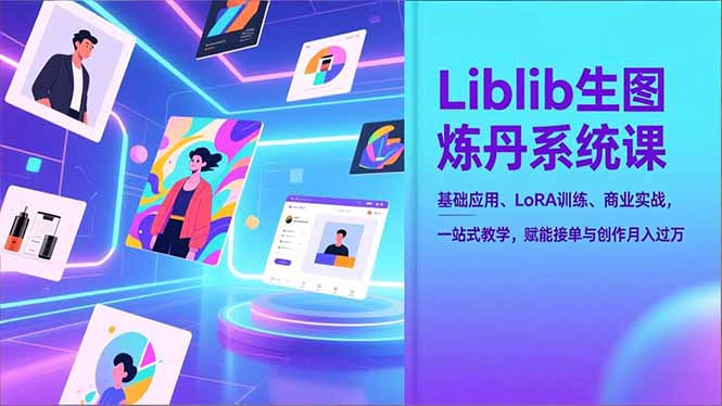Liblib生图炼丹系统课,基础应用、LoRA训练、商业实战,一站式教学,赋能接单与创作月入过万-聚业