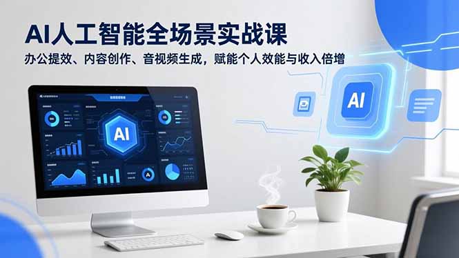 AI人工智能全场景实战课,办公提效、内容创作、音视频生成,赋能个人效能与收入倍增-聚业