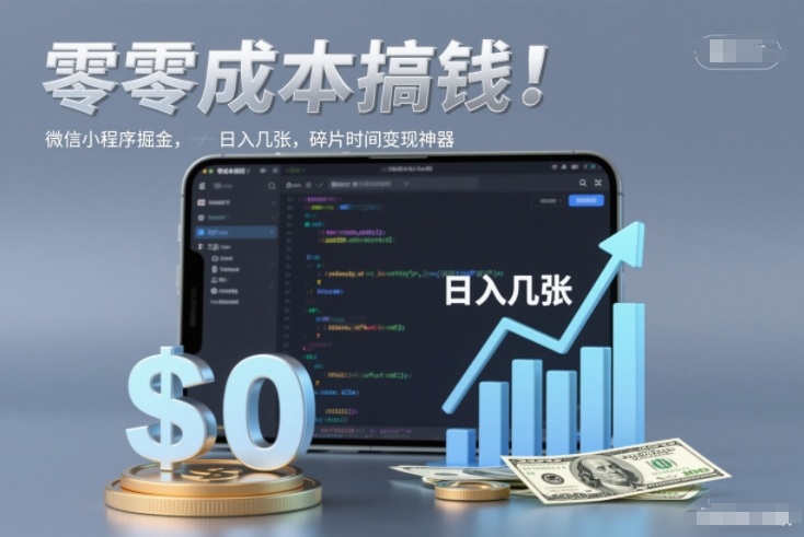 零成本搞钱,微信小程序掘金,简单易操作,日入几张,碎片时间变现神器【揭秘】-聚业