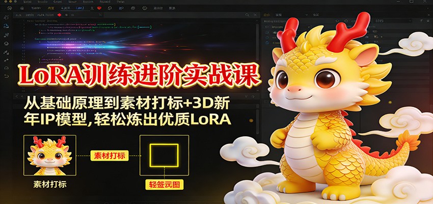 LoRA训练进阶实战课:从基础原理到素材打标+3D新年IP模型,轻松炼出优质LoRA-聚业