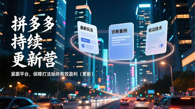 拼多多持续更新营,最新玩法、诊断案例、前沿技术,紧跟平台,保障打法始终有效盈利(更新-聚业