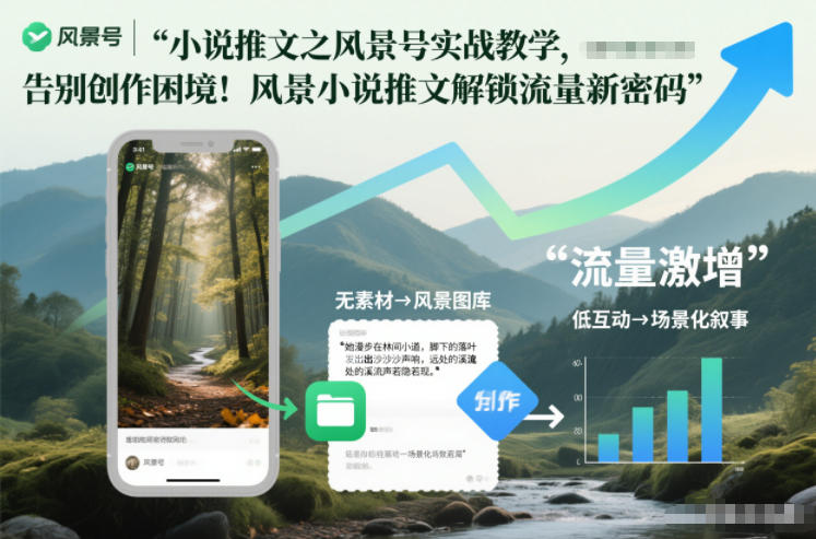 小说推文之风景号实战教学，告别创作困境！风景小说推文解锁流量新密码-聚业
