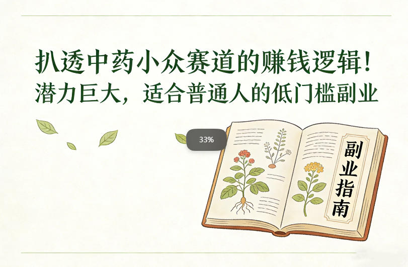 扒透中药小众赛道的賺米逻辑，潜力巨大，适合普通人的低门槛副业-聚业